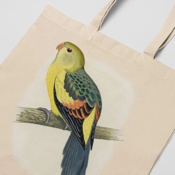 Regent Parrot Vintage Print Graphic Canvas Tote Bag - Picture 3 of 5